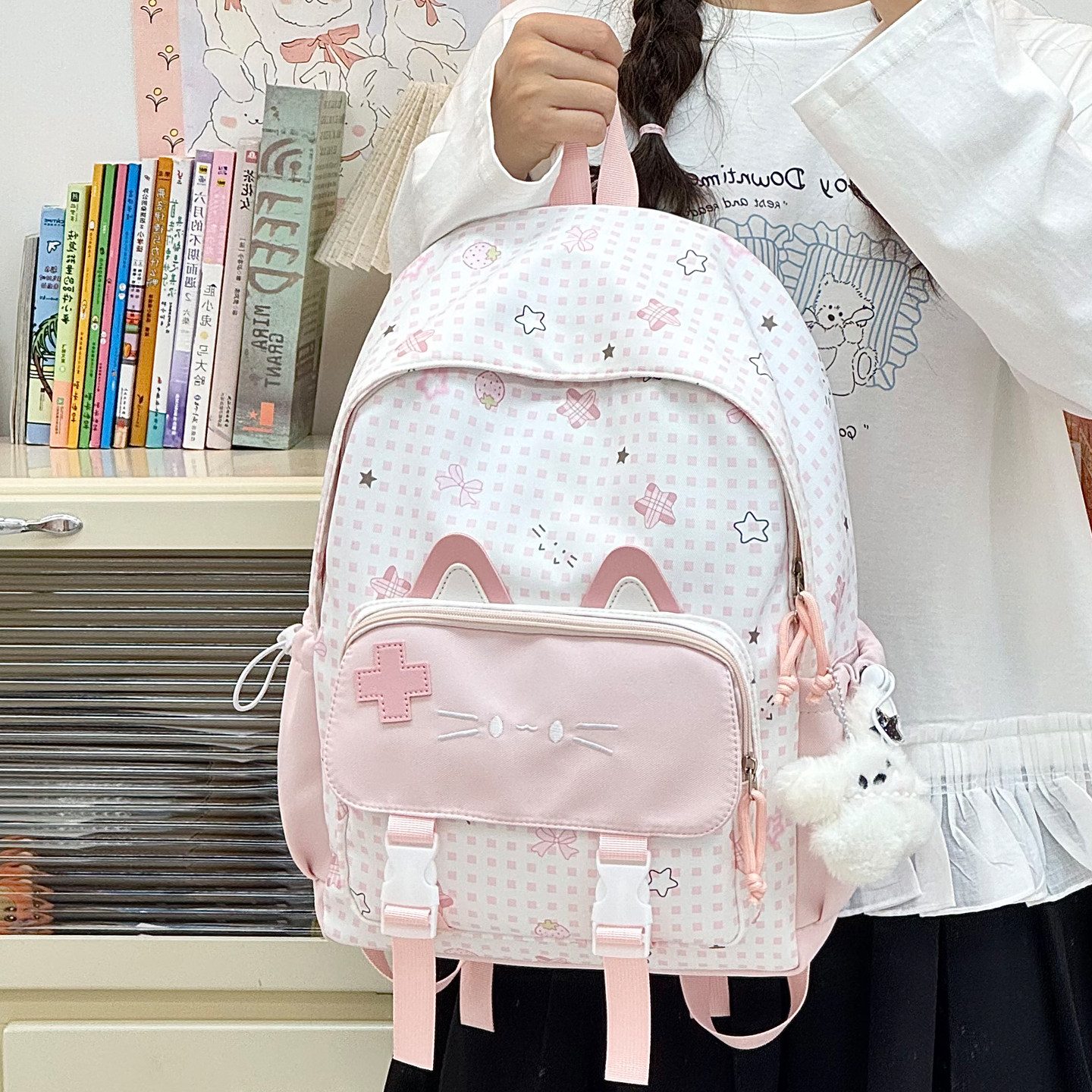 韩版女童时尚可爱旅游背包小学生中大童补课双肩包儿童春游包包潮