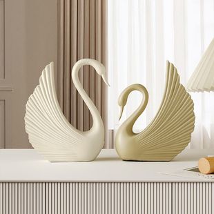 创意天鹅造型树脂桌面摆件客厅装饰品小众设计乔迁送礼