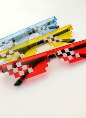 小方框个性红色抖音同款打码墨镜