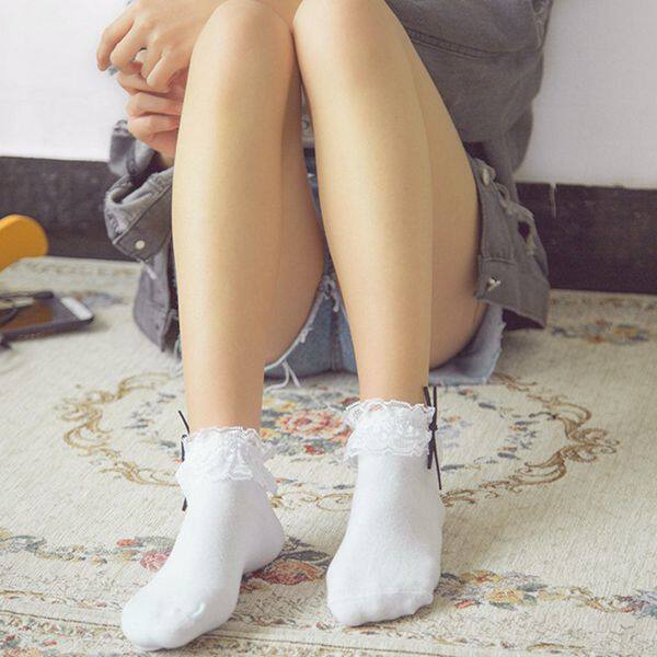 原宿日系蕾丝花边短袜lolita软妹薄款袜子棉袜森女公主袜女仆袜