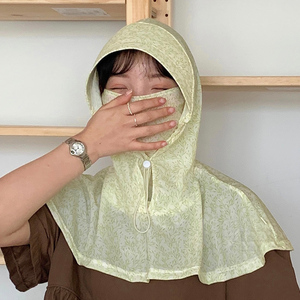 防晒帽子面罩一体夏季女士户外骑车遮全脸护颈肩遮阳帽薄款透气潮