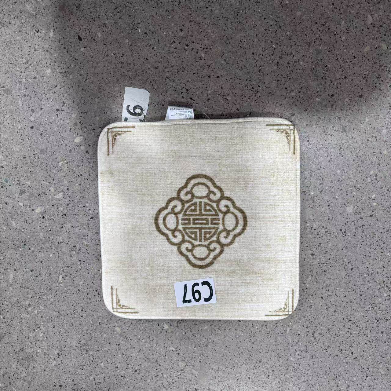 c97（40*40cm）通用坐垫中式防滑保暖米色正方形沙发垫茶桌椅垫