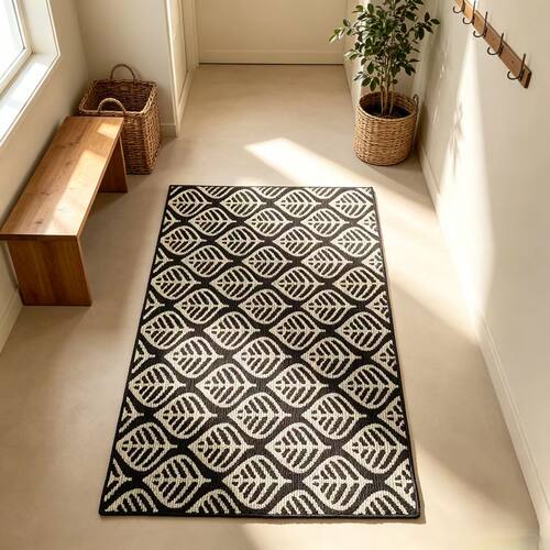 c369（80*120CM）入户门地垫玄关家用加厚耐磨耐脏黑白叶子