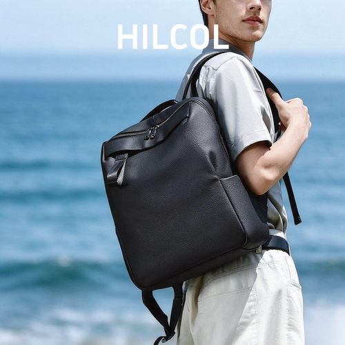 HILCOL山古寻影系列头层牛皮双肩背包旅行包简约设计男女通用款