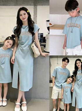 三亚海边度假亲子装2026新款夏天沙滩裙一家三口母子母女连衣裙