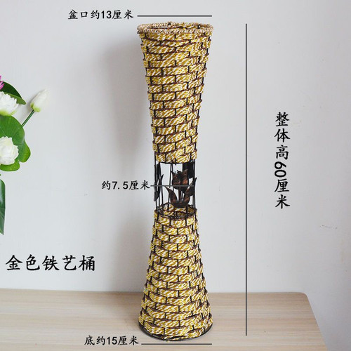 新品铁艺藤编落地花瓶客厅插花干花装饰摆件花篮创意花桶花器