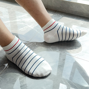 plusox条纹袜子横杠船袜浅口夏季透气薄款吸汗防滑时尚运动短袜