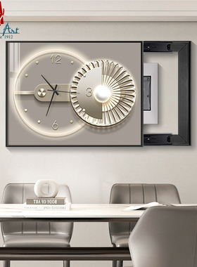 电表箱装饰画2025新款带钟表遮挡配电箱饭厅免打孔总开关电源挂画