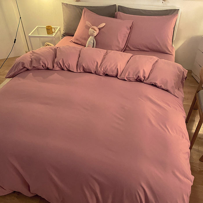 纯色简约豆沙色亲肤加厚磨毛四件套单件床单被套宿舍三件套四季款