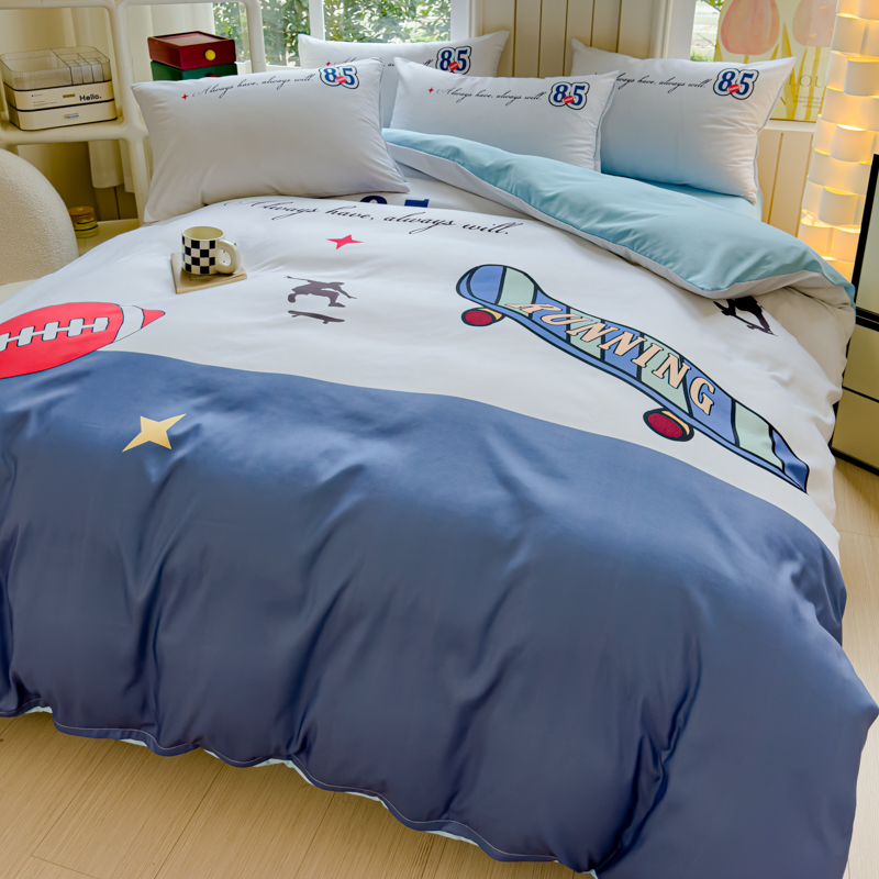 儿童男童滑板床单被套三四件套男孩1.2m1.5米1.8学生单人床上用品