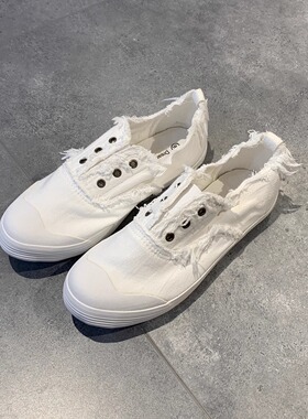 一脚蹬帆布鞋女新款小白鞋子松紧鞋懒人套脚夏季休闲轻便平底单鞋