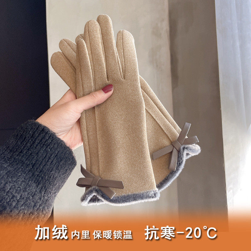 保暖升级！手套冬季女士可触屏开车骑行加绒加厚防寒保暖韩版温柔图片