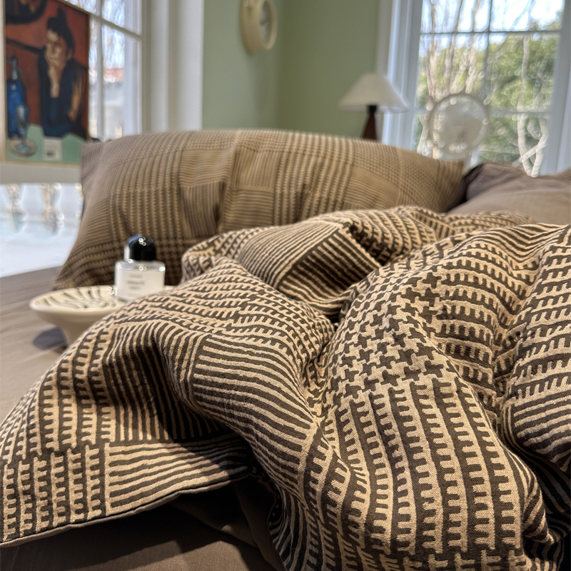 美拉德风色织水洗棉提花四件套