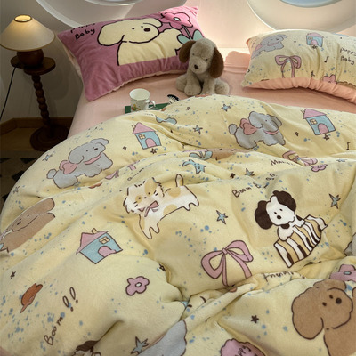 小清新少女心可爱猫狗床上四件套