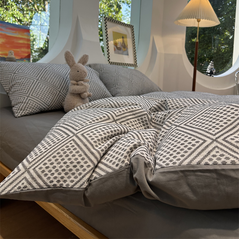 A版色织水洗棉提花B版磨毛四件套