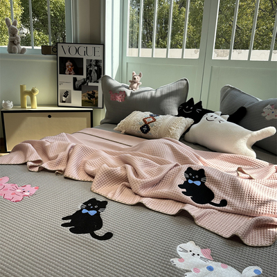 可爱小猫刺绣夏凉席空调席