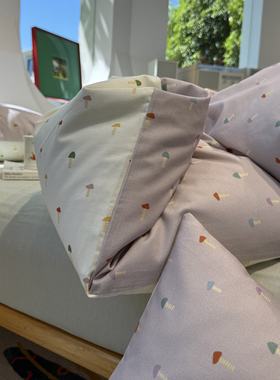 秋冬加厚保暖紫色小蘑菇纯棉磨毛床上四件套全棉1.5m1.8米三件套