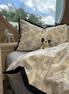 ins黑色花边被套碎花田园床上四件套全棉1.5m1.8米被套床单三件套