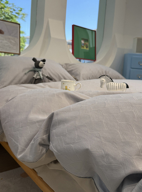 欧美式100s高支秋冬加厚提花磨毛灰色床上四件套1.5m1.8米床单