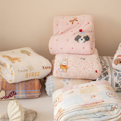 萌系少女心加厚牛奶绒床单单件