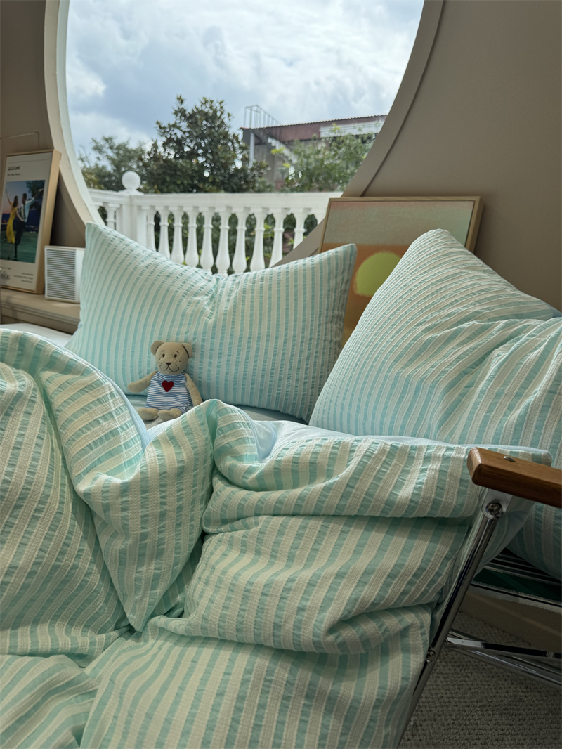 韩系保暖棉加绒锦瑟天蓝四件套