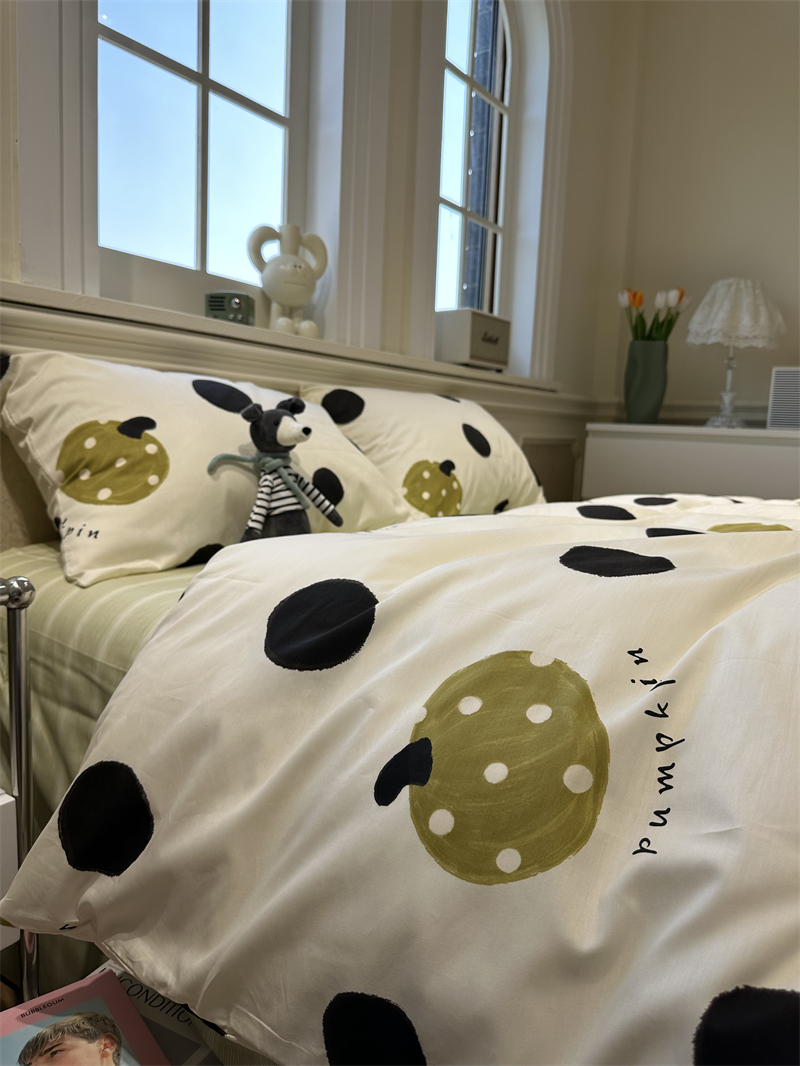 ins南瓜黑波点四件套纯棉