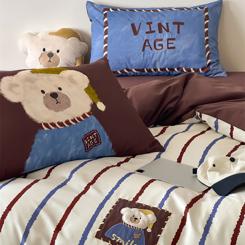 刺绣少女心可爱可拉熊四件套