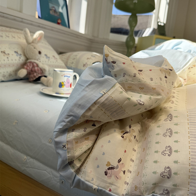 ins卡通旋转木马床上四件套全棉