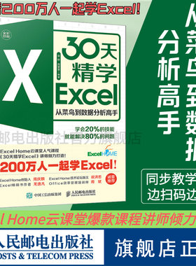 【官方旗舰店】30天精学Excel 从菜鸟到数据分析高手ExcelHome表格制作教程函数公式大全财务从入门到精通处理透视表应用办公书