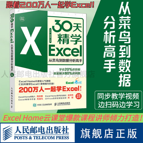 【官方旗舰店】30天精学Excel 从菜鸟到数据分析高手ExcelHome表格制作教程函数公式大全财务从入门到精通处理透视表应用办公书
