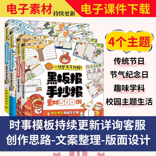 套装4册黑板报素材新年电子