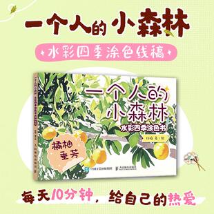 小森林 水彩涂色卡纸便签涂鸦画纸成人解压静心 水彩四季 橘柚垂芳 水彩涂色卡片DIY书签随身便携涂色书 涂色书 一个人