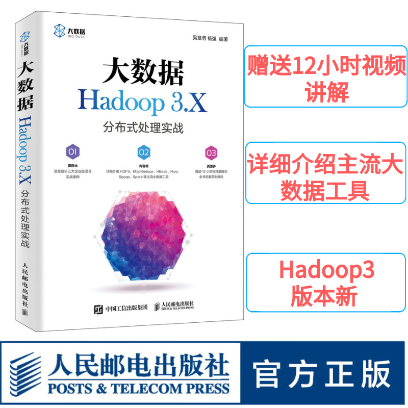 【官方旗舰店】大数据Hadoop 3.X分布式处理实战 Hadoop教程书籍 大数据处理宝典分析指南 hive编程实战 人民邮电出版社
