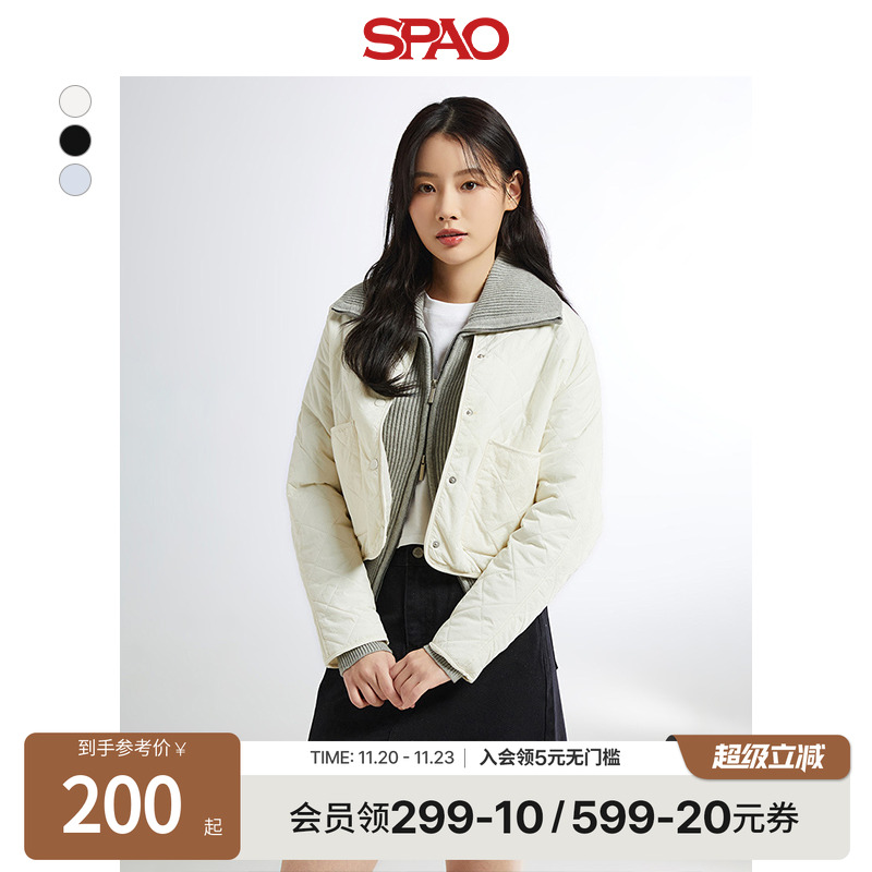 SPAO长袖翻领纯色夹克外套
