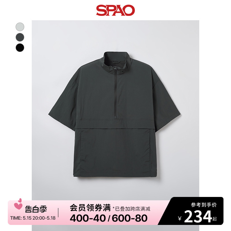 SPAO韩国同款2024年春夏新款男时尚夹克短袖防风衣外套SPJJE25C22