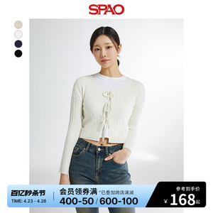 SPAO甜美系带高腰毛衣开衫S