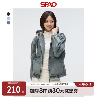 SPAO韩国同款 潮流复古牛仔外套 25年春秋男女同款