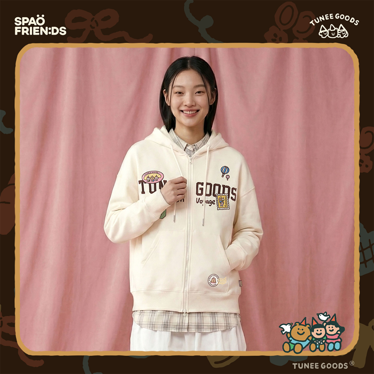 TUNEEGOODS×SPAO联名款2025年冬季新品休闲连帽开衫卫衣外套,女装/女士精品,卫衣/绒衫,淘宝优惠券,粉丝福利购,淘宝优惠卷