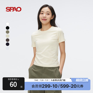 T恤 SPAO韩国同款 2025年夏季 新品 女士简约圆领宽松日常通勤短袖