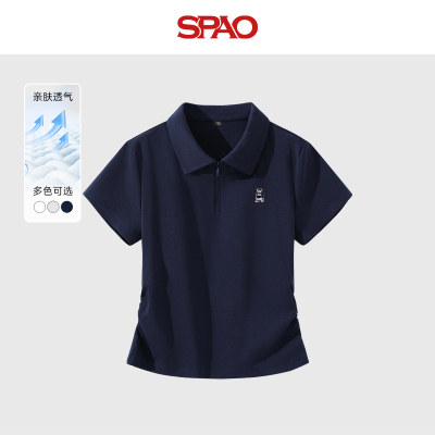 【WOODIE系列】SPAO韩国小熊正肩polo衫短袖t恤女夏季修身上衣ZZ