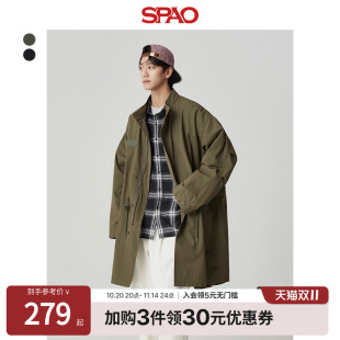 廓形风衣外套 休闲迪木尔风抽绳中长款 SPAO韩国同款 秋冬男气质时尚
