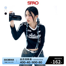 SPAO韩国同款2024春季新款女士休闲时尚潮流长袖V领T恤SPLWE23G51