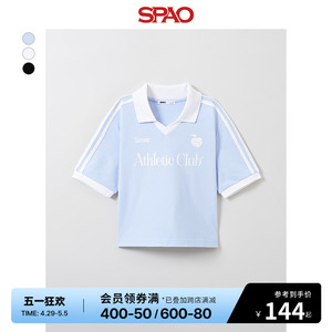 SPAO韩国同款2024年春夏新款女士时尚撞色POLO衫T恤SPHWE25G53