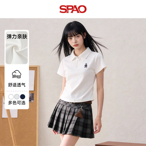 SPAO夏新品小熊POLO衫t恤女