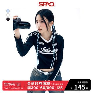 SPAO韩国同款2024春季新款女士休闲时尚潮流长袖V领T恤SPLWE23G51