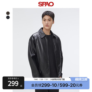 男士 新品 宽松潮流易搭皮衣外套 2025年春季 SPAO韩国同款