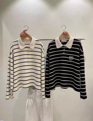 ondo翻领长袖T恤薄卫衣女2025秋季新款韩国东大门减龄条纹polo衫