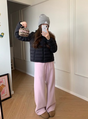 Viiwen 轻盈小排骨 0压感薄款连帽羽绒服短款小个子90白鸭绒外套