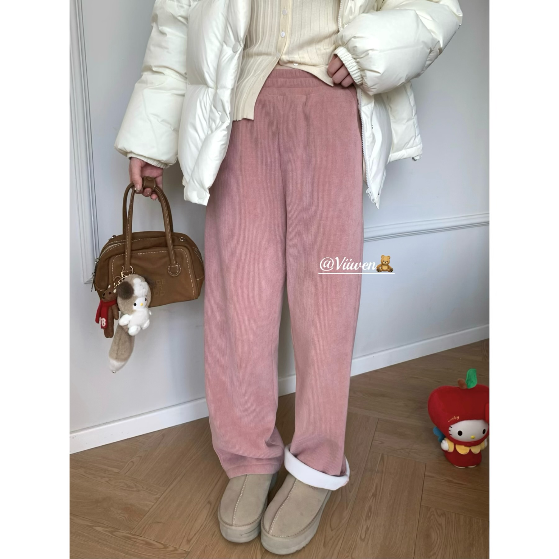 高腰显瘦百搭加绒阔腿休闲裤