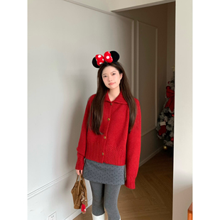 Viiwen 韩女必修课 显瘦高腰灰色毛呢波点半身裙韩版包臀A字短裙